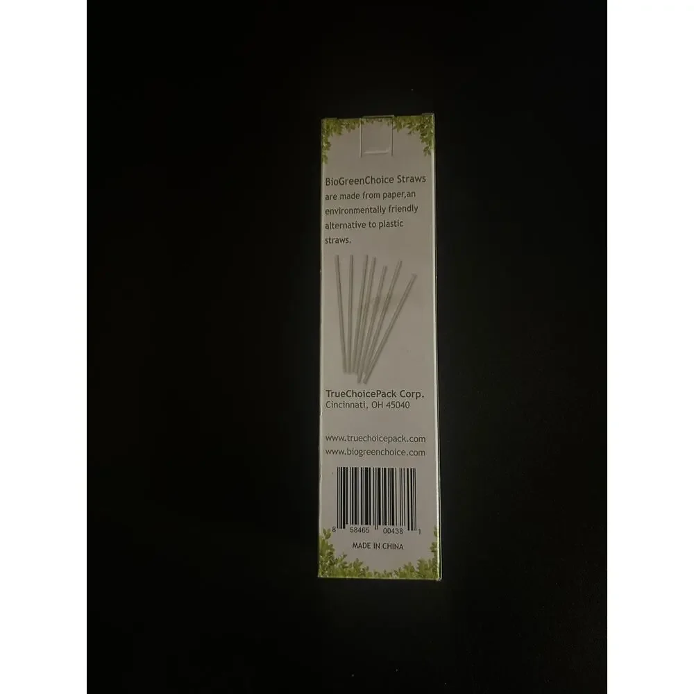 New 8 Packs 400 Total BioGreenChoice Paper Straws 7.75